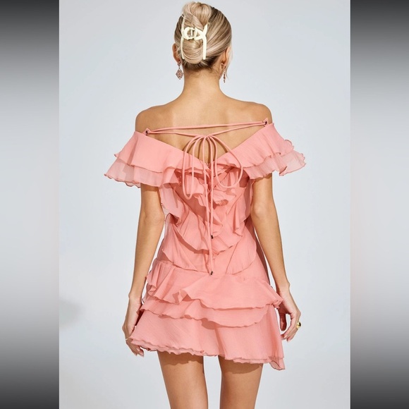 Chic Off-Shoulder Ruffle Mini Dress - Picture 2 of 11